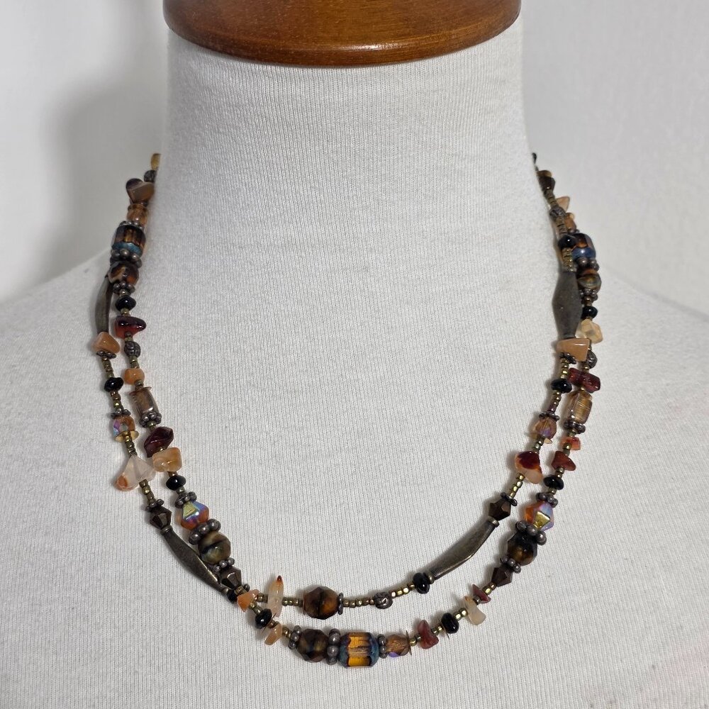 Chico's Multi-Strand Chunky Bead Necklace Multicolored Beads Boho Style